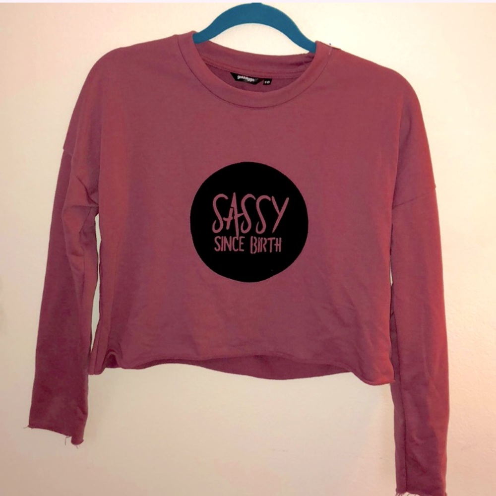 Sassy Since Birth Girls Crop Top Long Sleeve